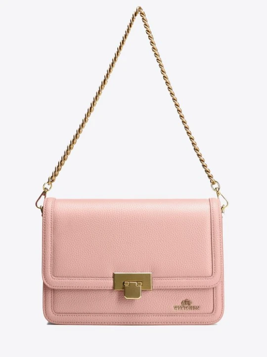 Zdjęcie produktu Skórzana torebka crossbody z łańcuszkiem różowa Wittchen