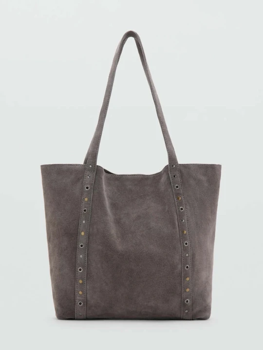 Zdjęcie produktu Skórzana torebka tote szary - Teen - Rozmiar uniwersalny - MANGO TEEN