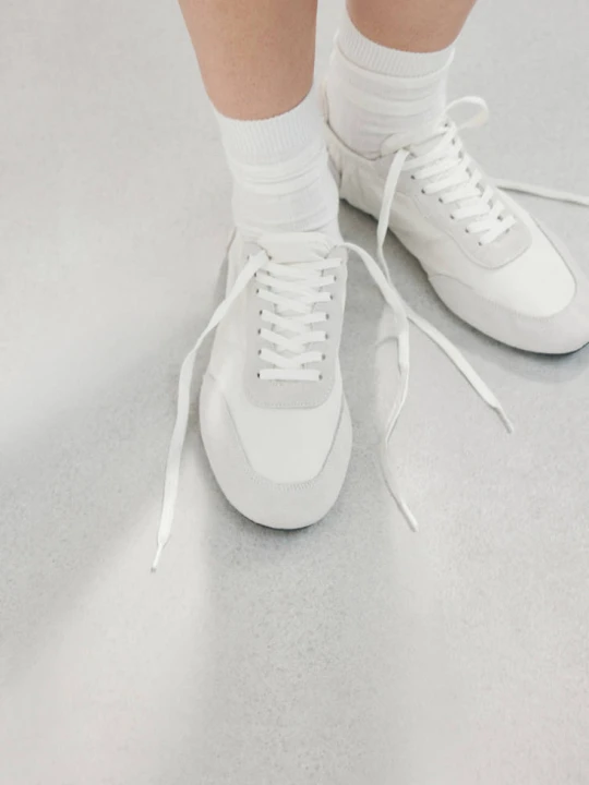 Zdjęcie produktu Skórzane buty sportowe wiązane na sznurówki biały - Kobieta - - MANGO