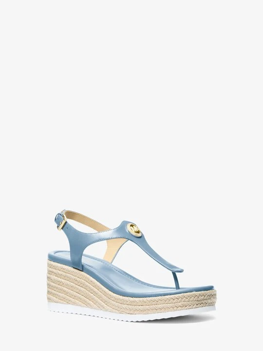 Zdjęcie produktu Skórzane japonki na koturnie Val na koturnie Michael Kors CHAMBRAY (Niebieski)