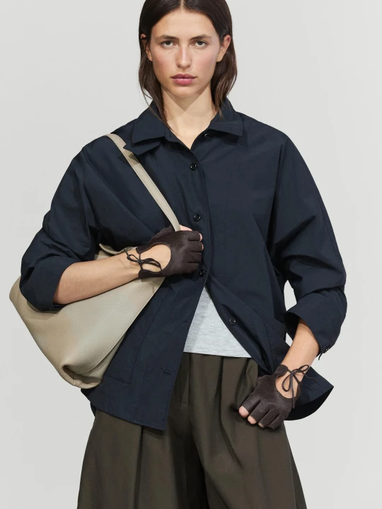 Zdjęcie produktu Skórzane Rękawiczki Biker Z Futrem - Brązowy - Massimo Dutti - Female