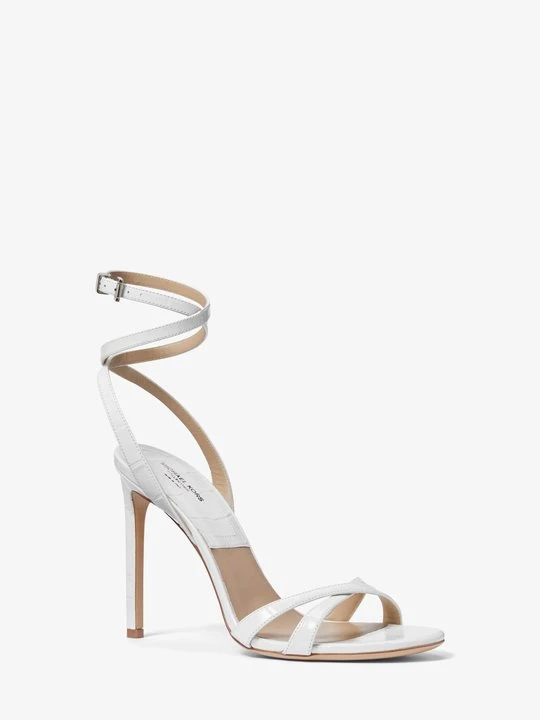 Zdjęcie produktu Skórzane sandały Chrissy z fakturą łuski krokodyla Michael Kors OPTYCZNA BIEL (Biały)