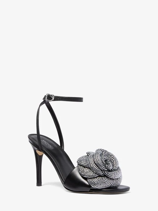 Zdjęcie produktu Skórzane sandały Elodie ozdobione kryształkami Michael Kors CZARNY (Czarny)