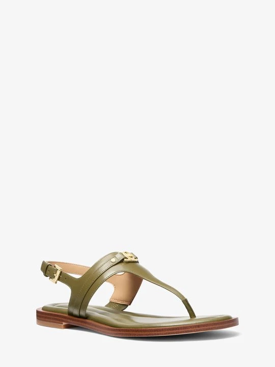Zdjęcie produktu Skórzane sandały Mandy z paskami w kształcie litery T Michael Kors SAFARI GREEN (Zielony)