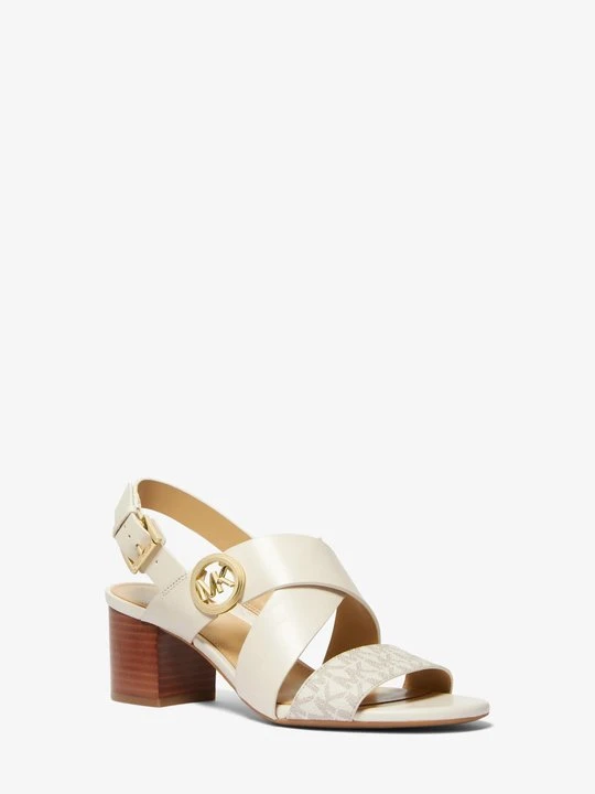 Zdjęcie produktu Skórzane sandały Vera z logo Michael Kors WANILIA COMBO (Naturalny)
