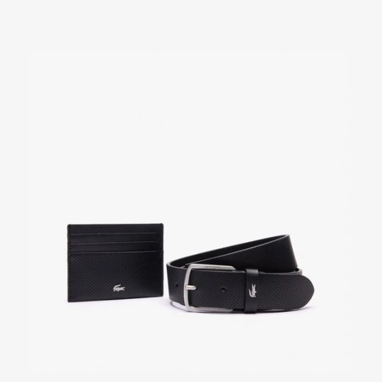 Zdjęcie produktu Skórzany pasek / etui na karty – zestaw podarunkowy Lacoste
