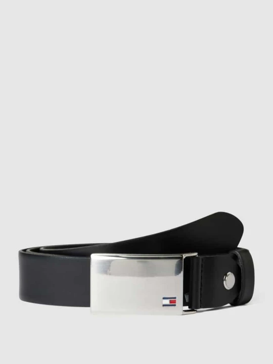 Zdjęcie produktu Skórzany pasek z klamrą na pin Tommy Hilfiger Czarny