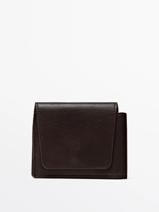 Zdjęcie produktu Skórzany Portfel Z Klapą Nappa - Brązowy - Massimo Dutti - Male