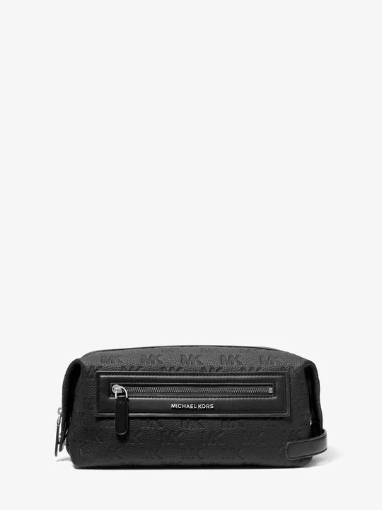 Zdjęcie produktu Skórzany zestaw podróżny Jet Set z wytłoczonym logo Michael Kors CZARNY (Czarny)