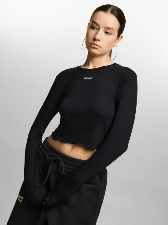 Zdjęcie produktu Slab longsleeve dopasowany damski czarny Klasyk