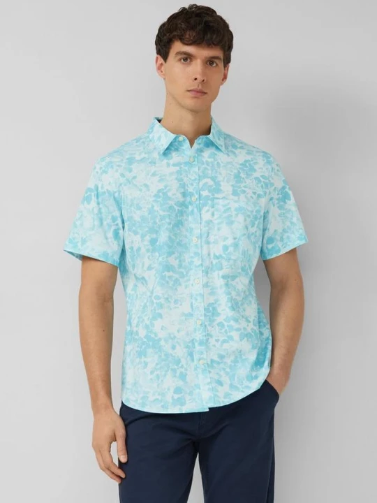 Zdjęcie produktu Slim fit: koszula z krótkim rękawem, nadrukiem na całej powierzchni i kieszenią na piersi s.Oliver turkusowy