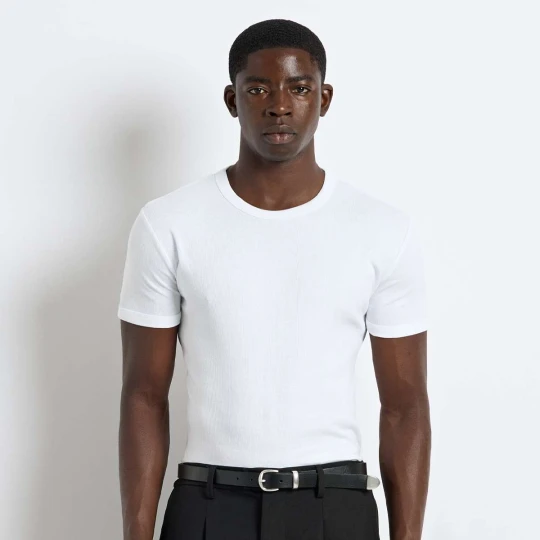Zdjęcie produktu Slim Rib T-Shirt Burocs biały