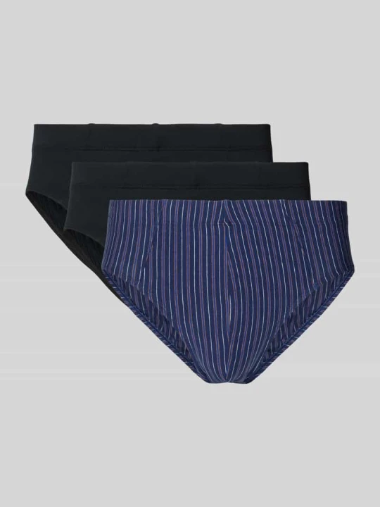 Zdjęcie produktu Slipki o kroju slim fit z elastycznym pasem w Zestaw 3 szt. Schiesser Czarny