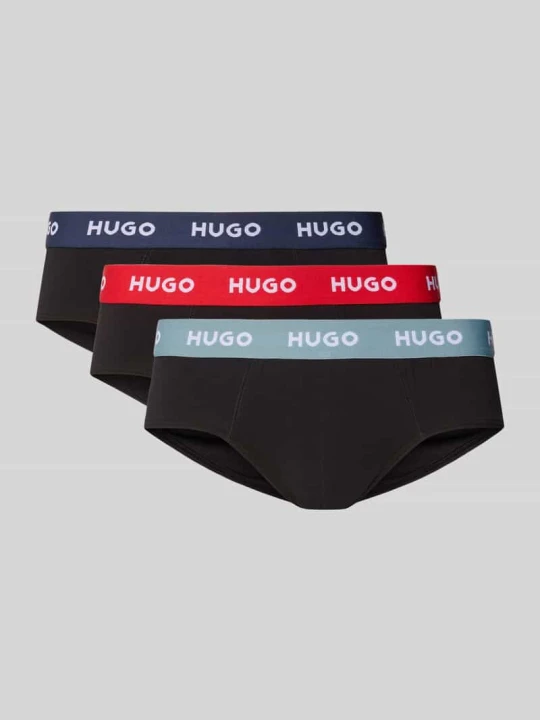 Zdjęcie produktu Slipy w zestawie 3 szt. z mieszanki bawełny Hugo Czarny