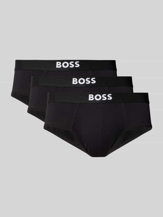 Zdjęcie produktu Figi z elastycznym paskiem z logo w zestawie 3 szt. model ‘ONE’ Boss Czarny