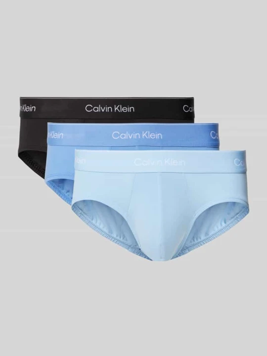 Zdjęcie produktu Slipy z elastycznym pasem z logo w zestawie 3 szt. Calvin Klein Niebieski