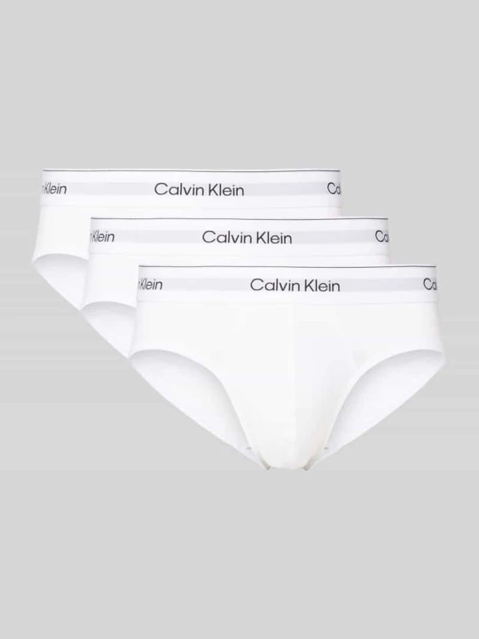 Zdjęcie produktu Slipy z elastycznym pasem z logo w zestawie 3 szt. Calvin Klein Biały