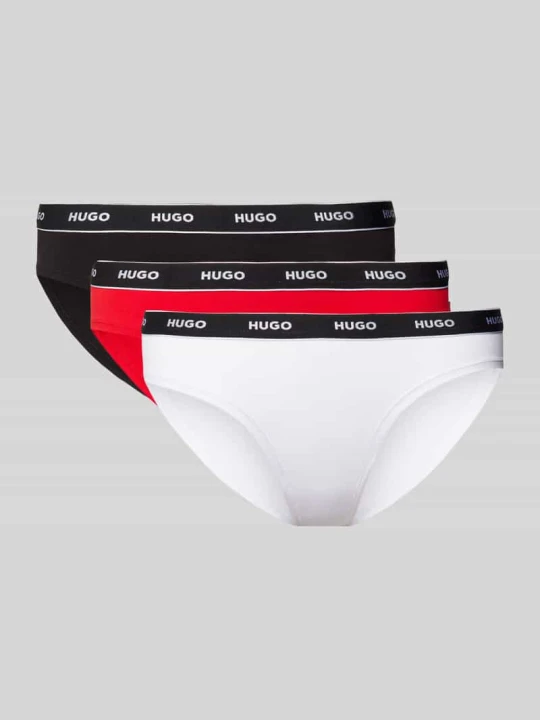 Zdjęcie produktu Slipy z elastycznym pasem z logo w zestawie 3 szt. Hugo Czerwony
