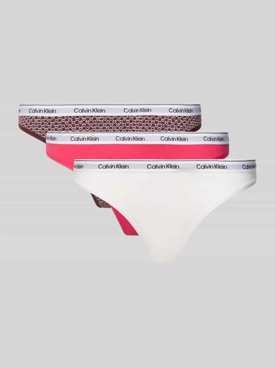 Zdjęcie produktu Figi z elastycznym paskiem z logo w zestawie 3 szt. Calvin Klein Różowy