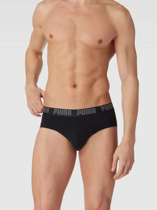 Zdjęcie produktu Slip z elastycznym pasem z logo w 4‑pakiecie Puma Czarny