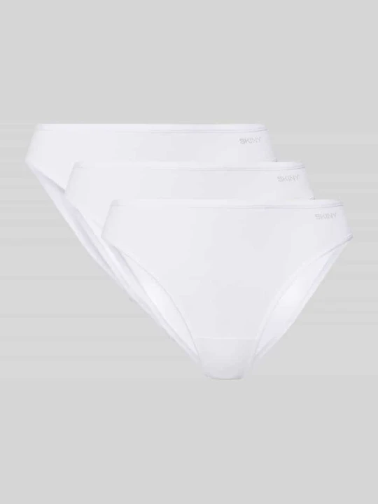 Zdjęcie produktu Slipy z mieszanka bawełny z nadruk z logo w zestaw 3 szt. SKINY Biały