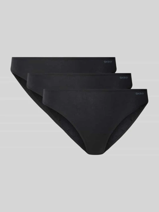 Zdjęcie produktu Slipy z mieszanka bawełny z nadruk z logo w zestaw 3 szt. SKINY Czarny