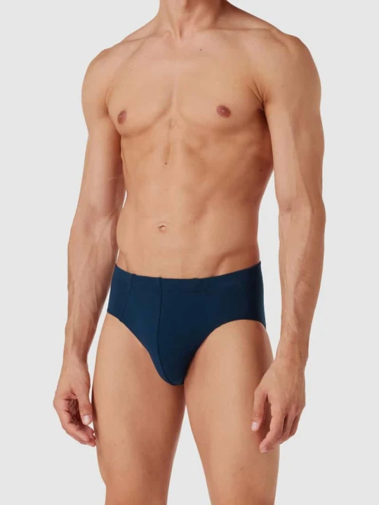 Zdjęcie produktu Slipy z paskiem z logo w zestawie 3 szt. model ‘Supermini’ Schiesser Granatowy