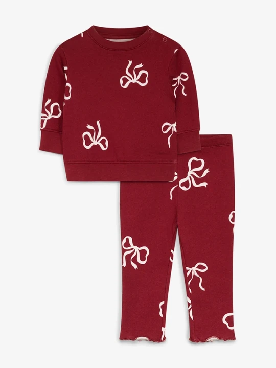 Zdjęcie produktu Słodki komplet z legginsami i bluzą z czystej bawełny organicznej (komplet 2-cz.) BonPrix czerwony