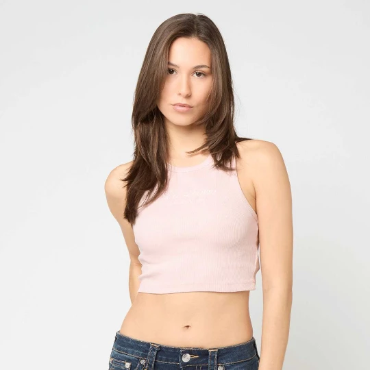 Zdjęcie produktu Slogan Rib Cropped Racer Top Karl Kani różowy