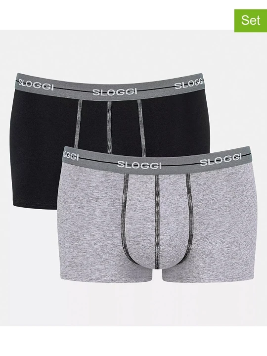 Zdjęcie produktu Sloggi Bokserki (2 pary) "Start" w kolorze czarnym i szarym rozmiar: S
