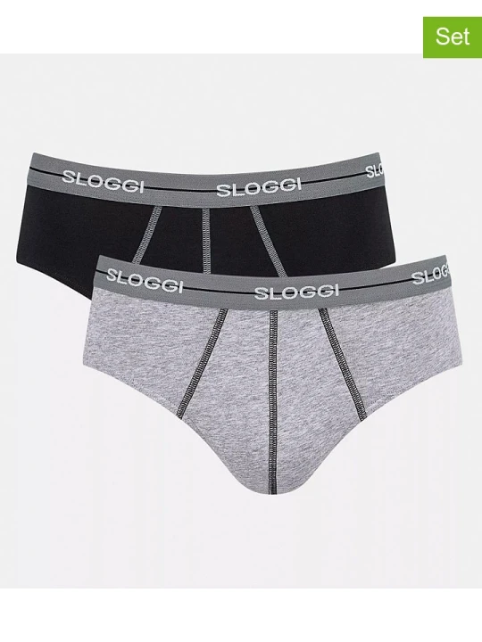 Zdjęcie produktu Sloggi Slipy (2 pary) "Start" w kolorze czarnym i szarym rozmiar: XL
