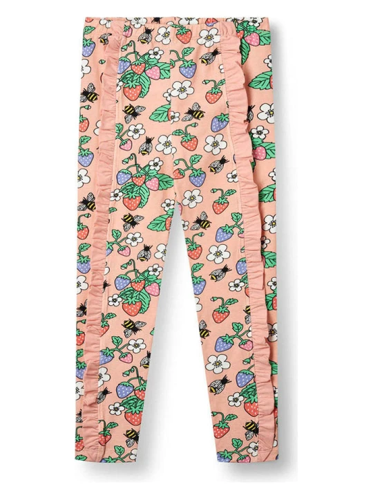 Zdjęcie produktu Småfolk Legginsy w kolorze brzoskwiniowym ze wzorem rozmiar: 122/128