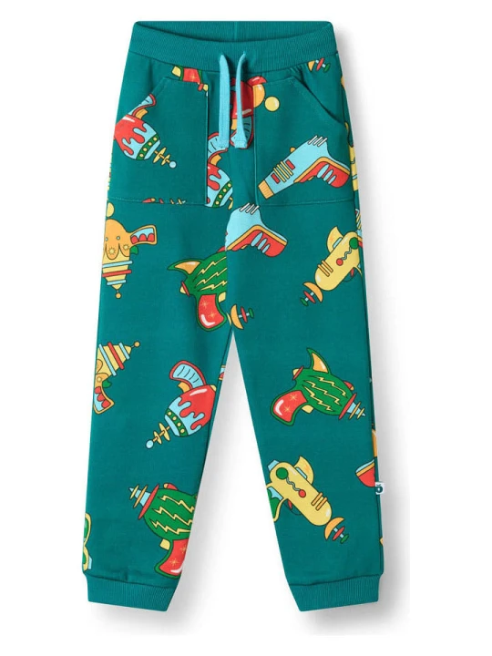 Zdjęcie produktu Småfolk Spodnie dresowe "Space Blaster" w kolorze zielonym rozmiar: 122 / 128
