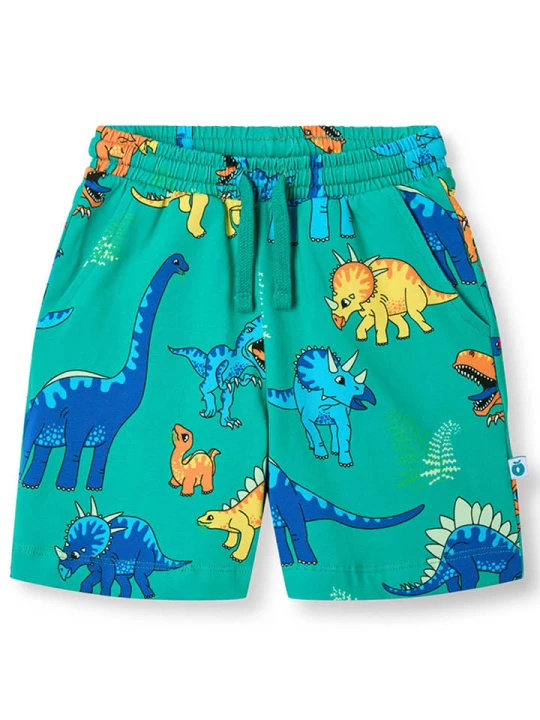 Zdjęcie produktu Småfolk Szorty "Dinosaurs" w kolorze turkusowym ze wzorem rozmiar: 122/128