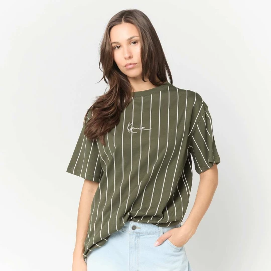 Zdjęcie produktu Small Signature Essential Pinstripe OS Tee Karl Kani zielony