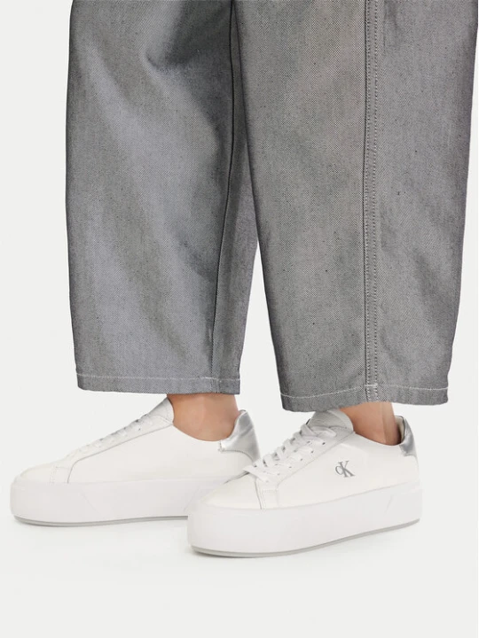 Zdjęcie produktu Sneakersy Calvin Klein Flatform Lace Up Lth Met YW0YW01929 Biały