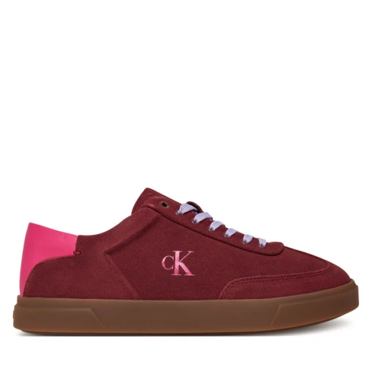 Zdjęcie produktu Sneakersy Calvin Klein Low Pro Cups Lace Up Sue Mix Mg HW0HW02683 Bordowy