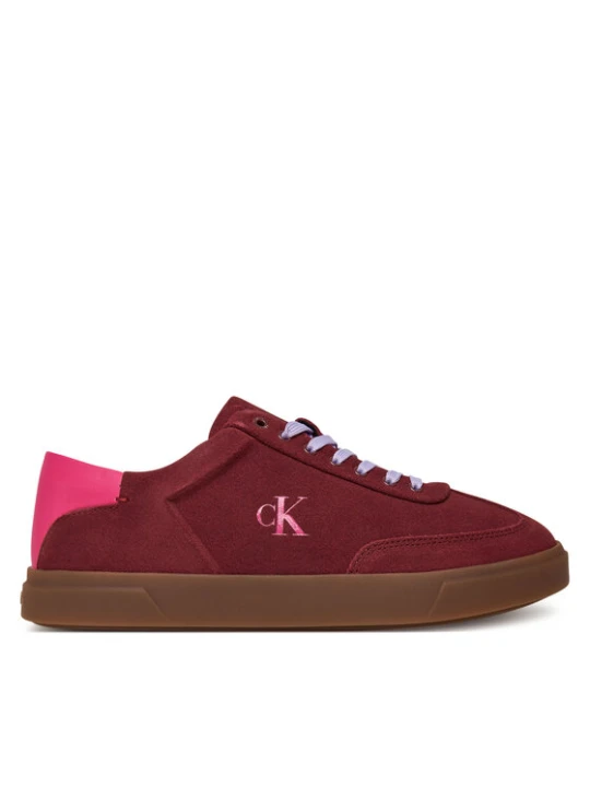 Zdjęcie produktu Sneakersy Calvin Klein Low Pro Cups Lace Up Sue Mix Mg HW0HW02683 Bordowy