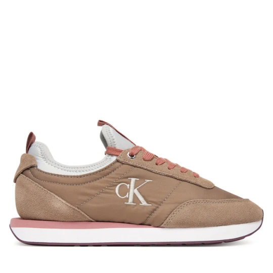 Zdjęcie produktu Sneakersy Calvin Klein Retro Runner Sock Laceup Mix Mat YW0YW02060 Brązowy