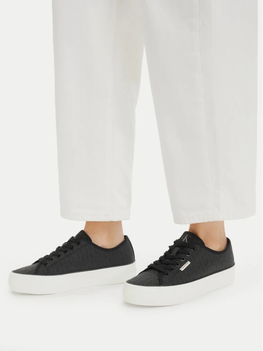 Zdjęcie produktu Sneakersy Calvin Klein Vulc Flatf Laceup Jaq Aop HW0HW03265 Czarny
