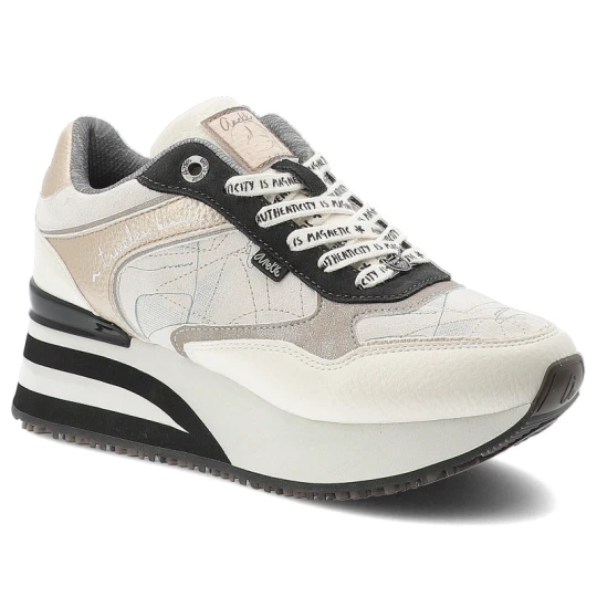 Zdjęcie produktu Sneakersy damskie Anekke, cholewka ze skóry naturalnej licowej wysoka platforma sznurowanie sportowy styl casual, białe, 42370-443