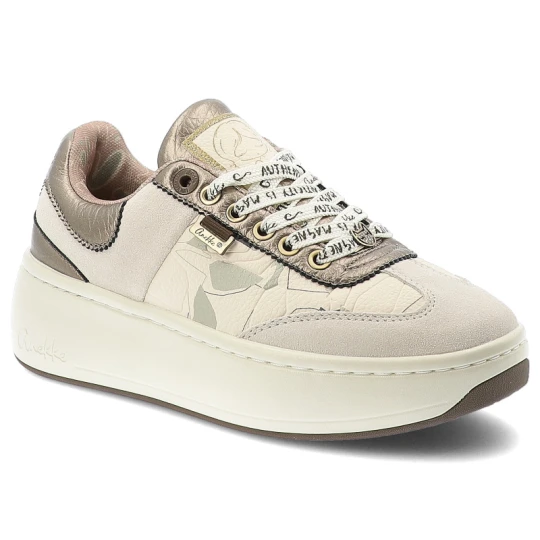 Zdjęcie produktu Sneakersy damskie Anekke, cholewka ze skóry naturalnej sznurowane na solidnej podeszwie, beżowe, 42370-491