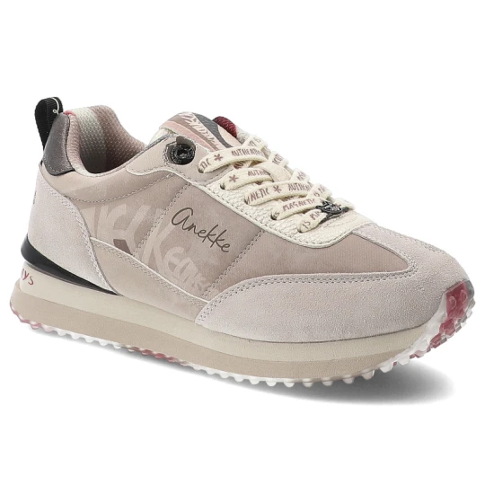Zdjęcie produktu Sneakersy damskie Anekke, ze skóry naturalnej zamszowej sznurowanie lekka podeszwa sportowy styl casual, białe, 42370-482