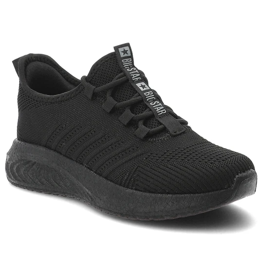 Zdjęcie produktu Sneakersy damskie Big Star, cholewka z materiału dopasowujące do stopy miękka wyściółka komfortowa wkładka lekka amortyzująca podeszwa, czarne, UU274