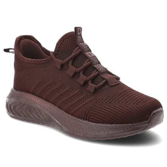 Zdjęcie produktu Sneakersy damskie Big Star, cholewka z materiału tekstylnego o oddychającej strukturze, bordowe, UU274053