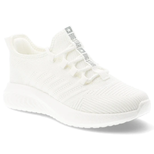 Zdjęcie produktu Sneakersy damskie Big Star, cholewka z materiału tekstylnego o oddychającej strukturze elastyczne sznurowanie, białe, UU274056