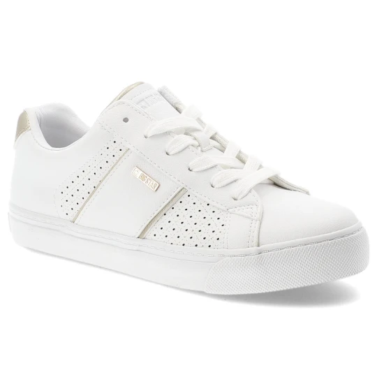 Zdjęcie produktu Sneakersy damskie Big Star, skóra ekologiczna perforowana cholewka sznurowany fason klasyczna gumowa podeszwa, białe, TT274291