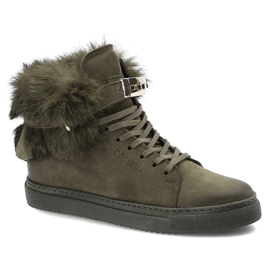 Zdjęcie produktu Sneakersy damskie Carinii, sznurowane i na płaskim obcasie, zielone, B3770_F_I43-000-PSK-B67