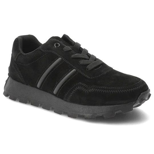 Zdjęcie produktu Sneakersy damskie D&A Premium w sportowym stylu z klasycznym sznurowaniem dekoracyjnymi przeszyciami i wyprofilowaną podeszwą, czarne LR62-7101 S.Barski