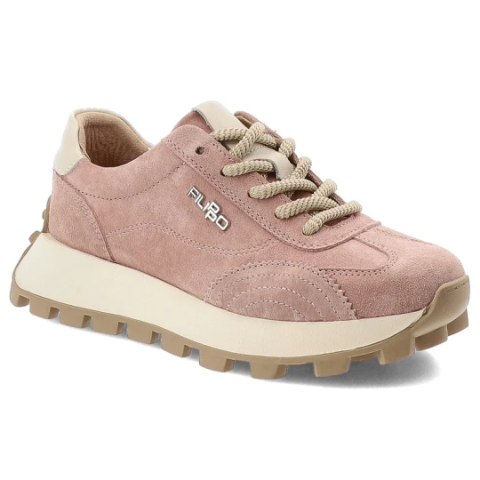 Zdjęcie produktu Sneakersy damskie Filippo, cholewka skóra naturalna zamszowa sznurowanie klasyczny niski fason kontrastowe wstawki przy pięcie masywna podeszwa, różo różowy